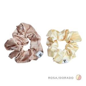 Scrunchies rosa-dorado